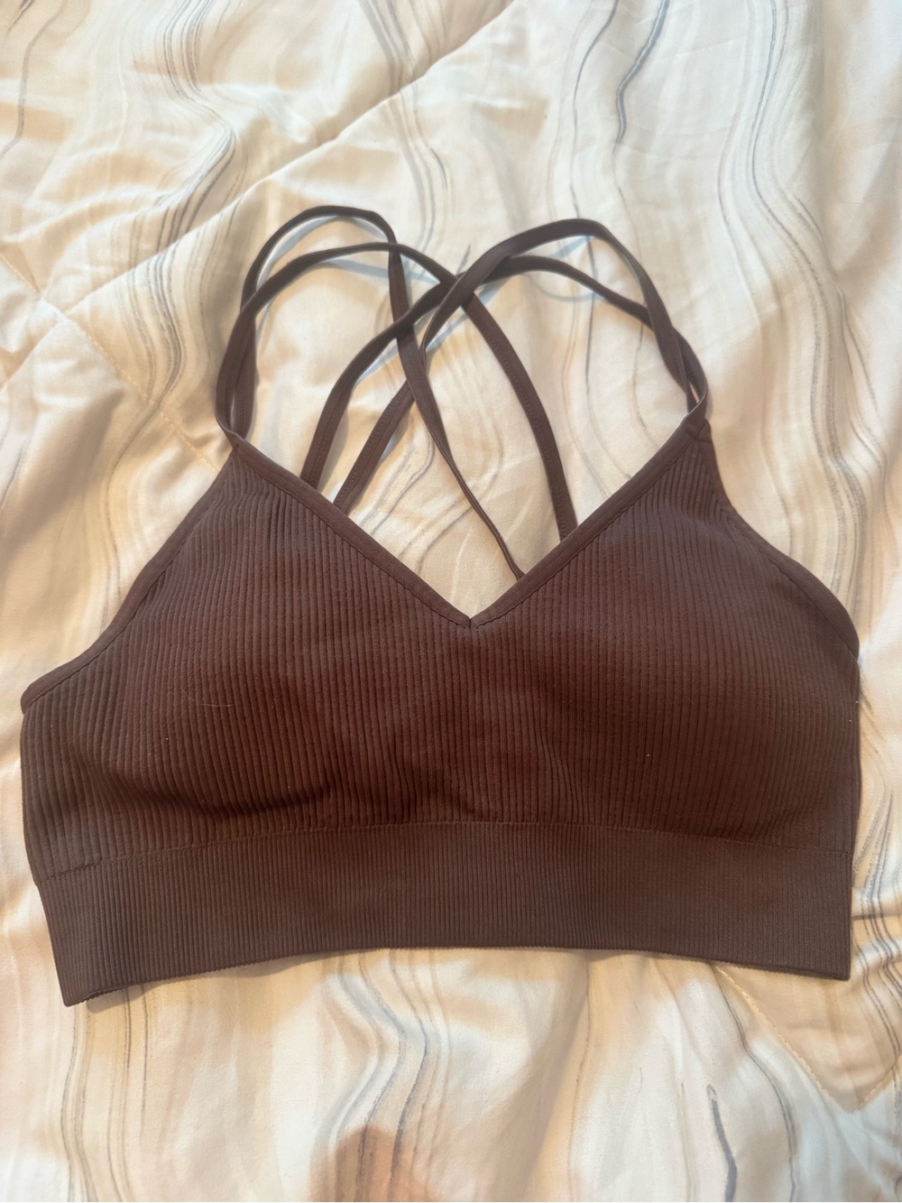 aerie Ribbed Multi-Strap Bralette - Chocolate Brown